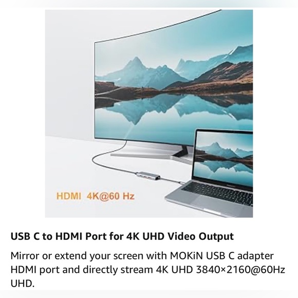 USB C Hub, USB C Adapter for MacBook Pro, 7 in 1 Multiport Mac Dongle w/4K/60Hz - Picture 8 of 12